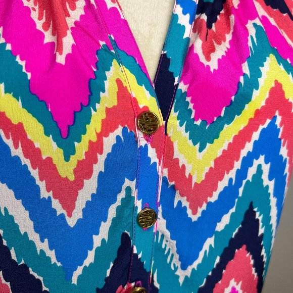 Lilly Pulitzer | Elsa Silk Blouse | Rainbow Chevron | Size: M - Picture 4 of 7